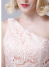 One Shoulder Floral Lace Short Bridesmaid Dress